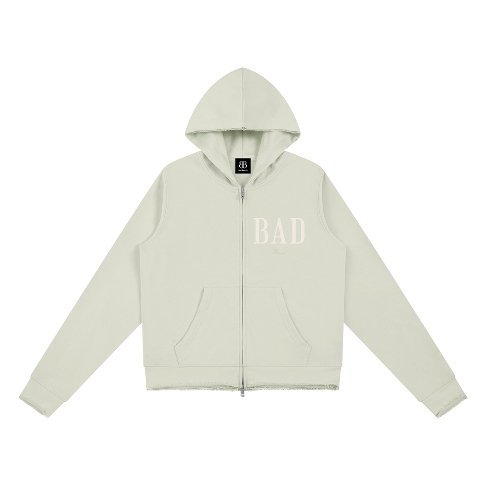 BORN BAD Raw-Edge Co-ord — Zip Hoodie & Wide-Leg Trousers