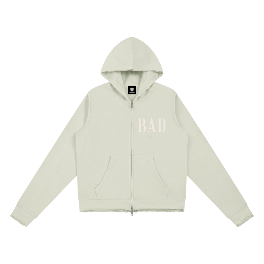 BORN BAD Raw-Edge Co-ord — Zip Hoodie & Wide-Leg Trousers